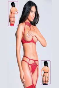 New Dreams 8293 Fantazi Jartiyer Takımı | Floral Dantel ve Modern Geometri