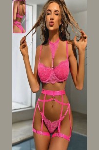New Dreams 8425 | Fuşya Dantelli ve Harness Detaylı Fantazi Jartiyer Takımı