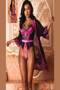 New Dreams 8427 | Kalp Nakışlı ve Pencereli Fantazi Body