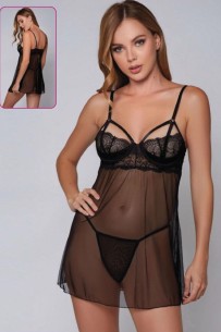 New Dreams 9103 Fantazi Babydoll | Geometrik Dantel ve Şerit Estetiği