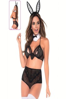 New Dreams 8359 Fantazi Kostüm | Siyah Tavşan Konseptli Set