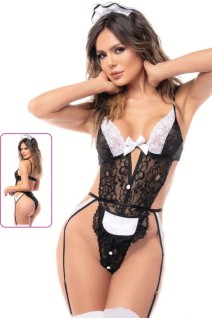 New Dreams 8473 Fantazi Body | Şeritli Kafes ve Ouvert Tasarım